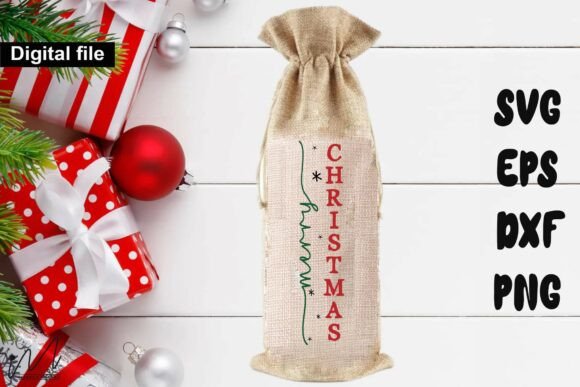 Christmas Wine Bag Svg for Crafts and Graphics