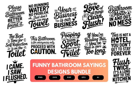Funny Bathroom Sayings SVG Bundle for Crafts and Graphics