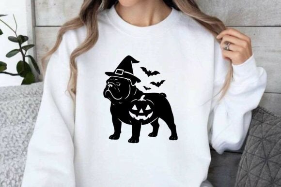 Halloween Bulldog Silhouette Graphics for Crafts
