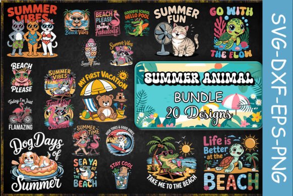 Summer Animal SVG Bundle for Crafts and Graphics
