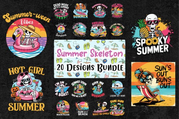 Summer Skeleton SVG Bundle for Graphics and Crafts